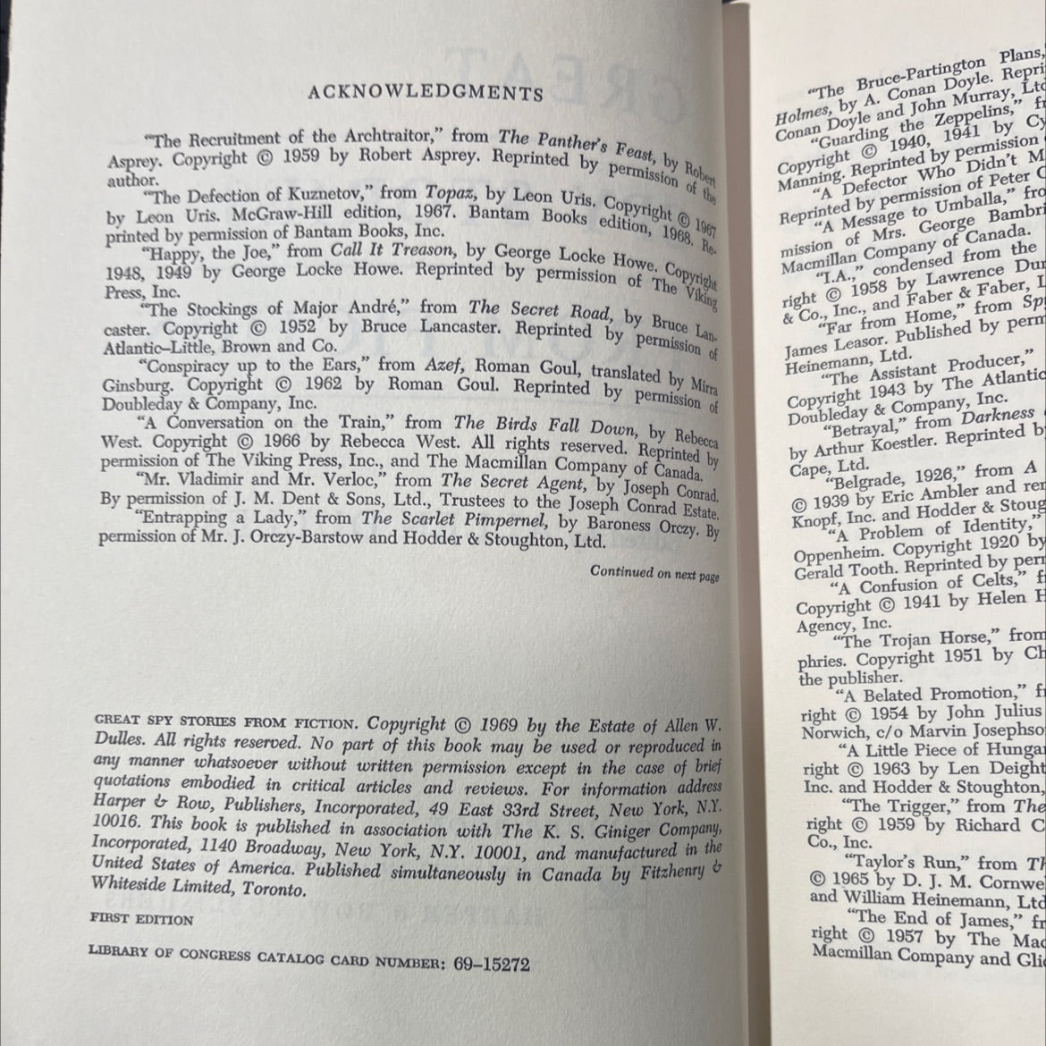 great spy stories from fiction book, by allen dulles, 1969 Hardcover image 3