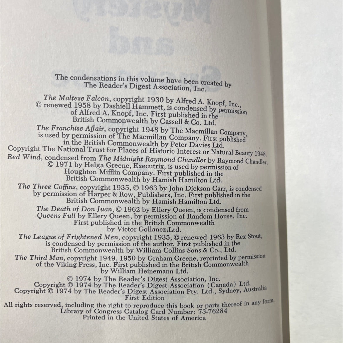 great stories of mystery and suspense book, by various, 1974 Hardcover image 3