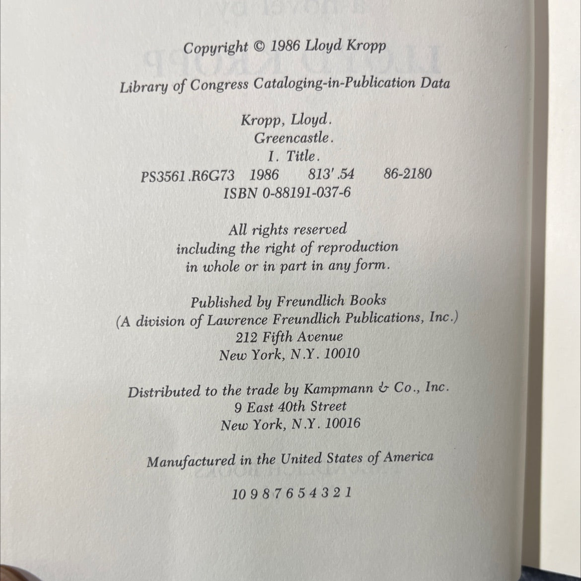 greencastle and the denizens of the sacred crypt book, by lloyd kropp, 1986 Hardcover image 3