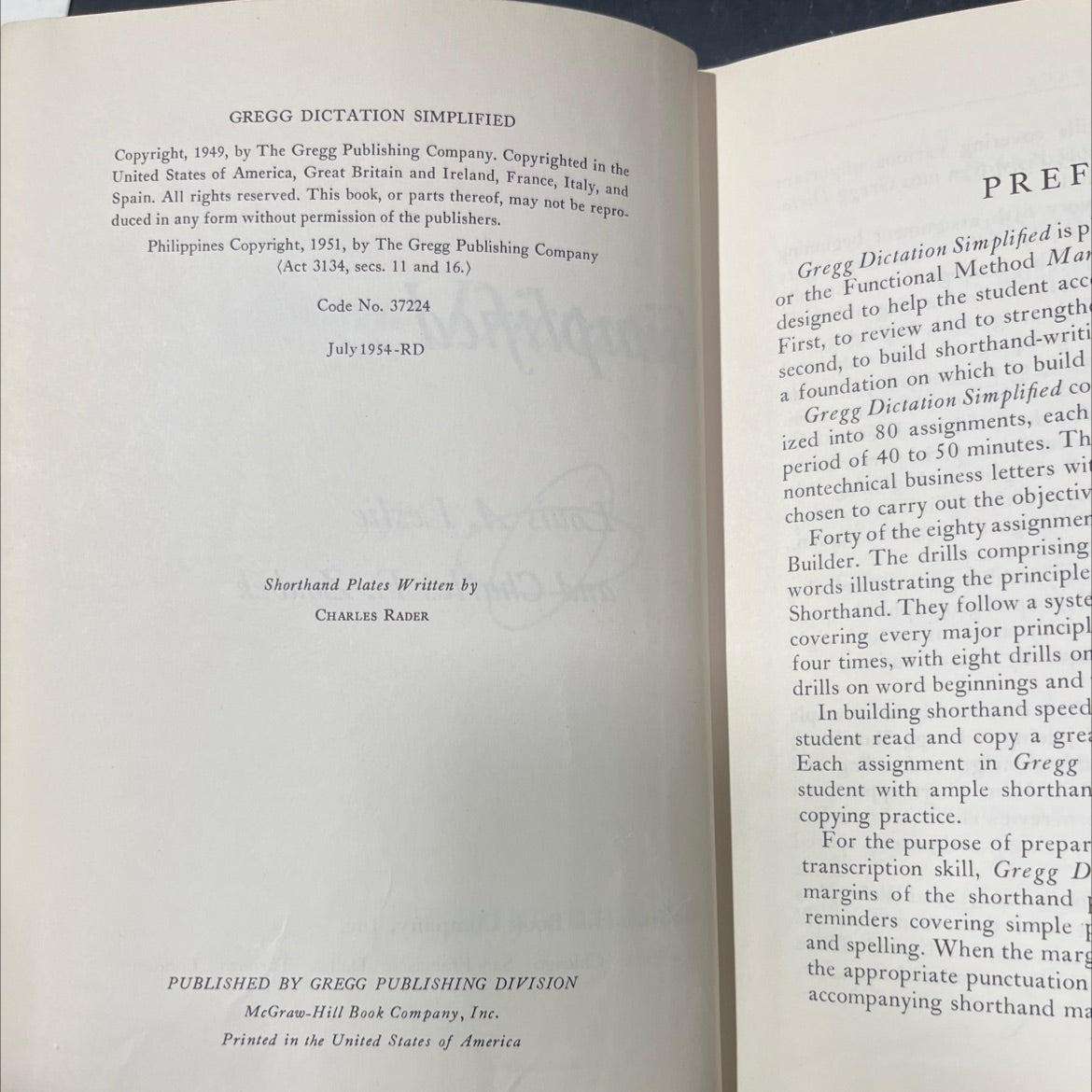 gregg dictation simplified book, by louis a. leslie and charles e. zoubek, 1949 Hardcover image 3