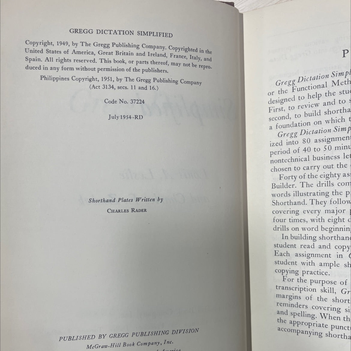 gregg dictation simplified book, by louis a. leslie and charles e. zoubek, 1949 Hardcover, Vintage image 3
