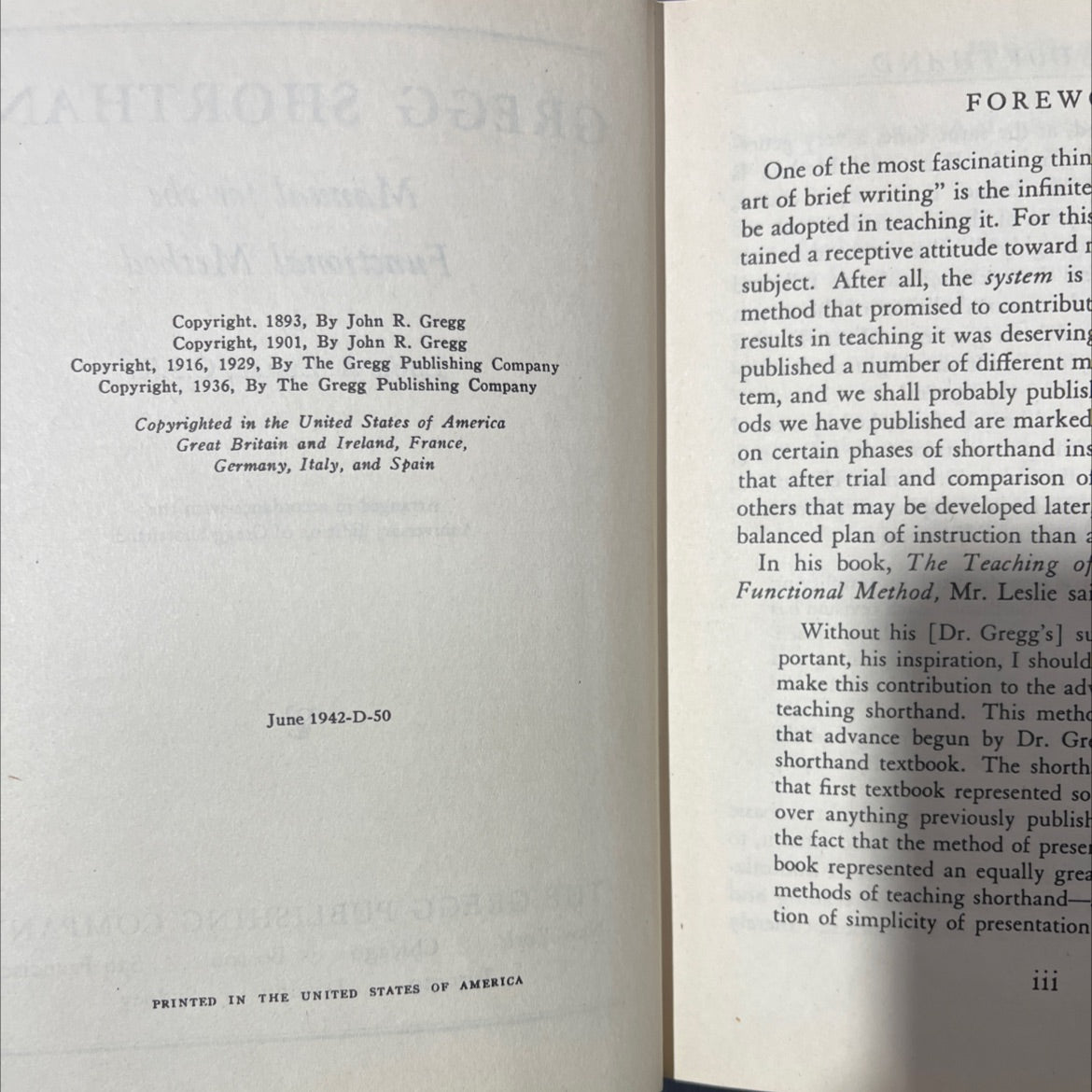 gregg shorthand manual for the functional method book, by louis a. leslie, 1936 Hardcover image 3