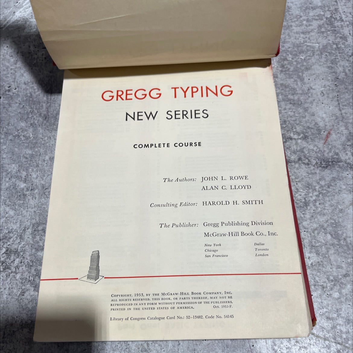 gregg typing new series complete course book, by john l. rowe, alan c. lloyd, 1953 Hardcover image 2