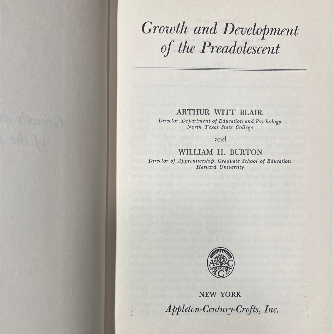 growth and development of the preadolescent book, by arthur witt blair, william h. burton, 1951 Hardcover image 2