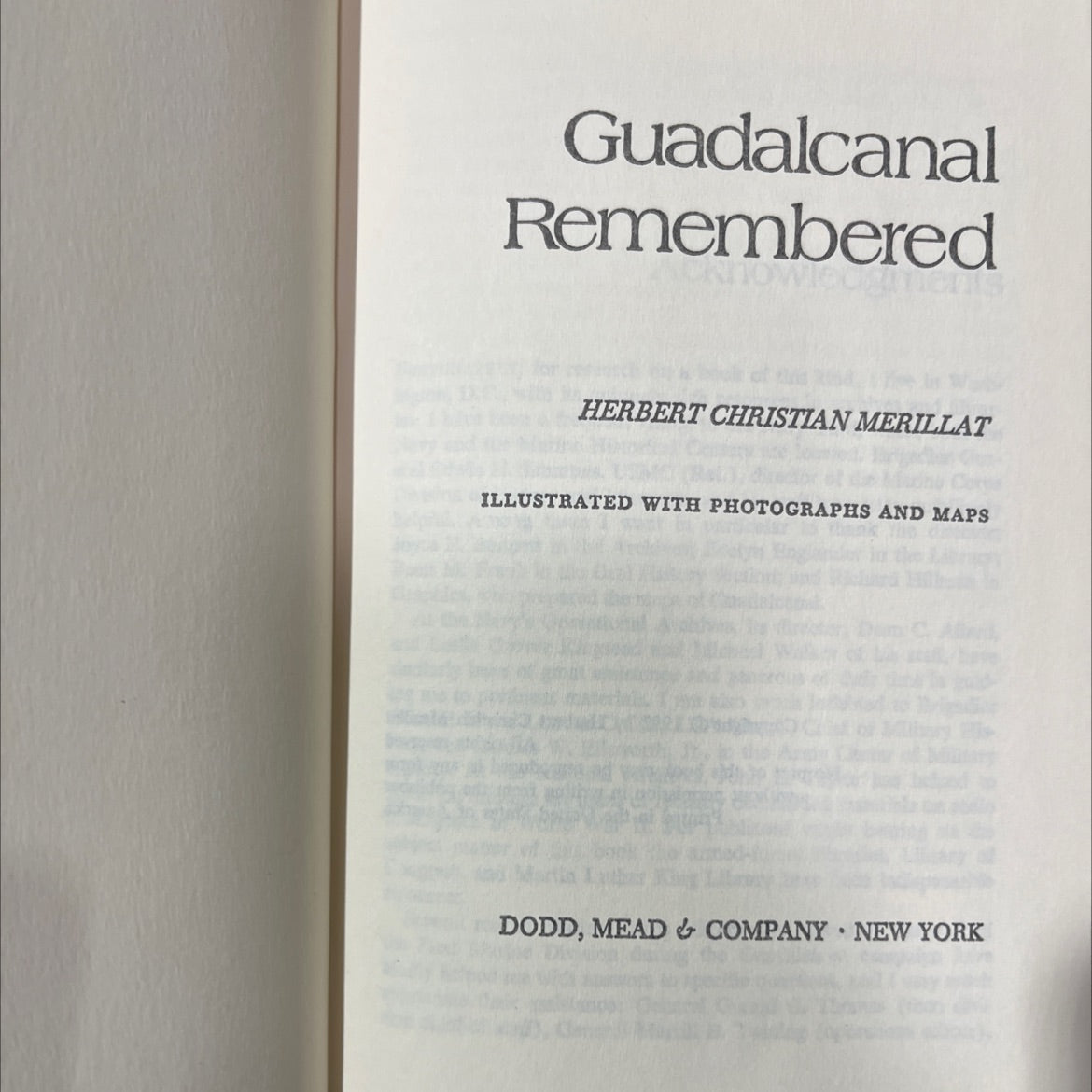 guadalcanal remembered book, by herbert christian merillat, 1982 Hardcover image 2