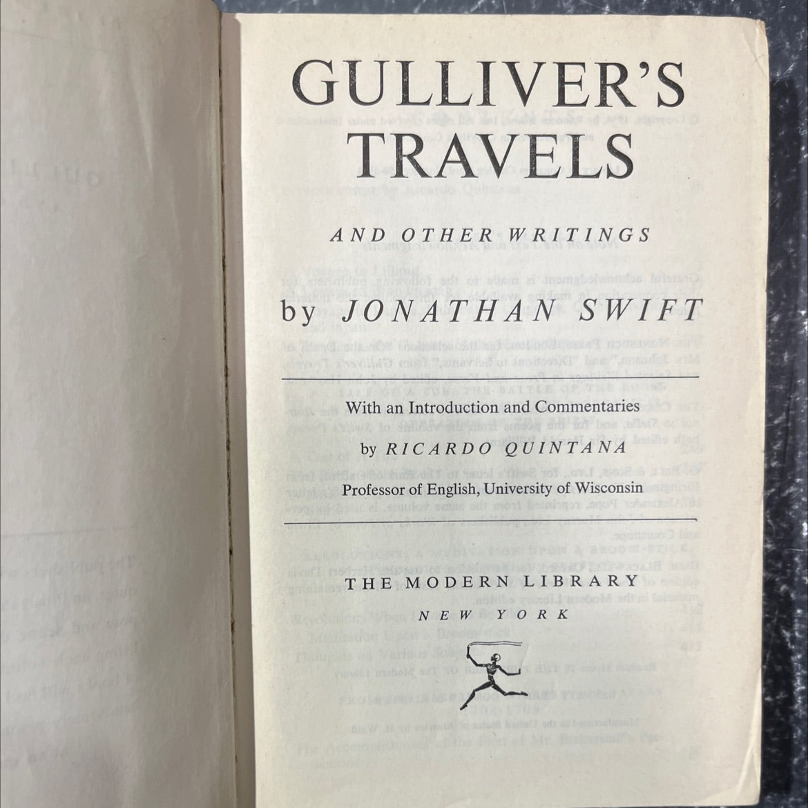 gulliver's travels and other writings book, by jonathan swift, 1958 Hardcover image 2