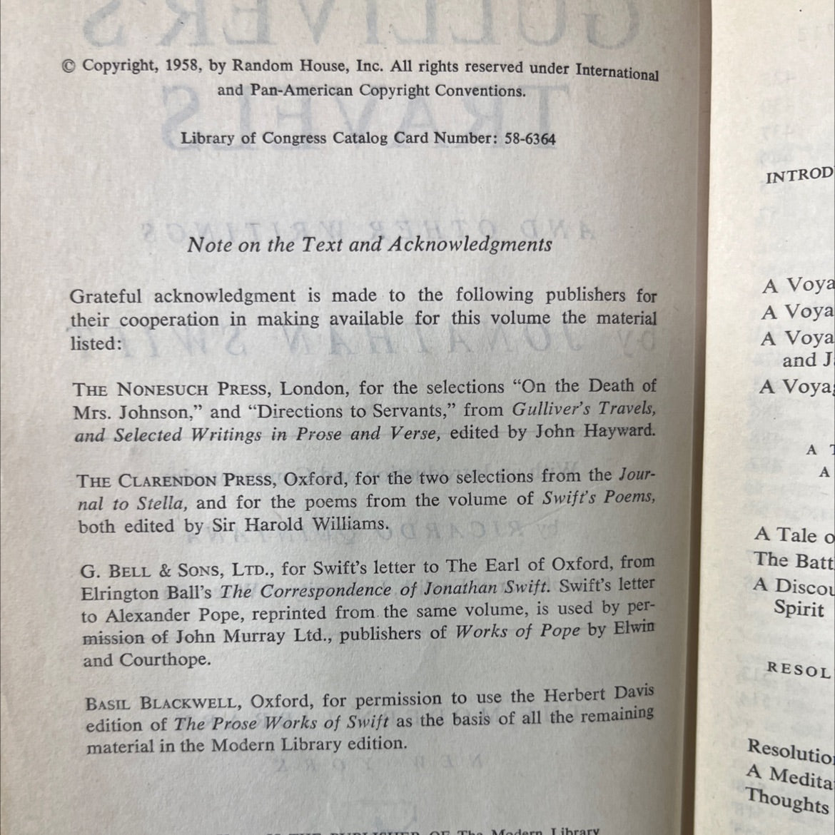 gulliver's travels and other writings book, by jonathan swift, 1958 Hardcover image 3