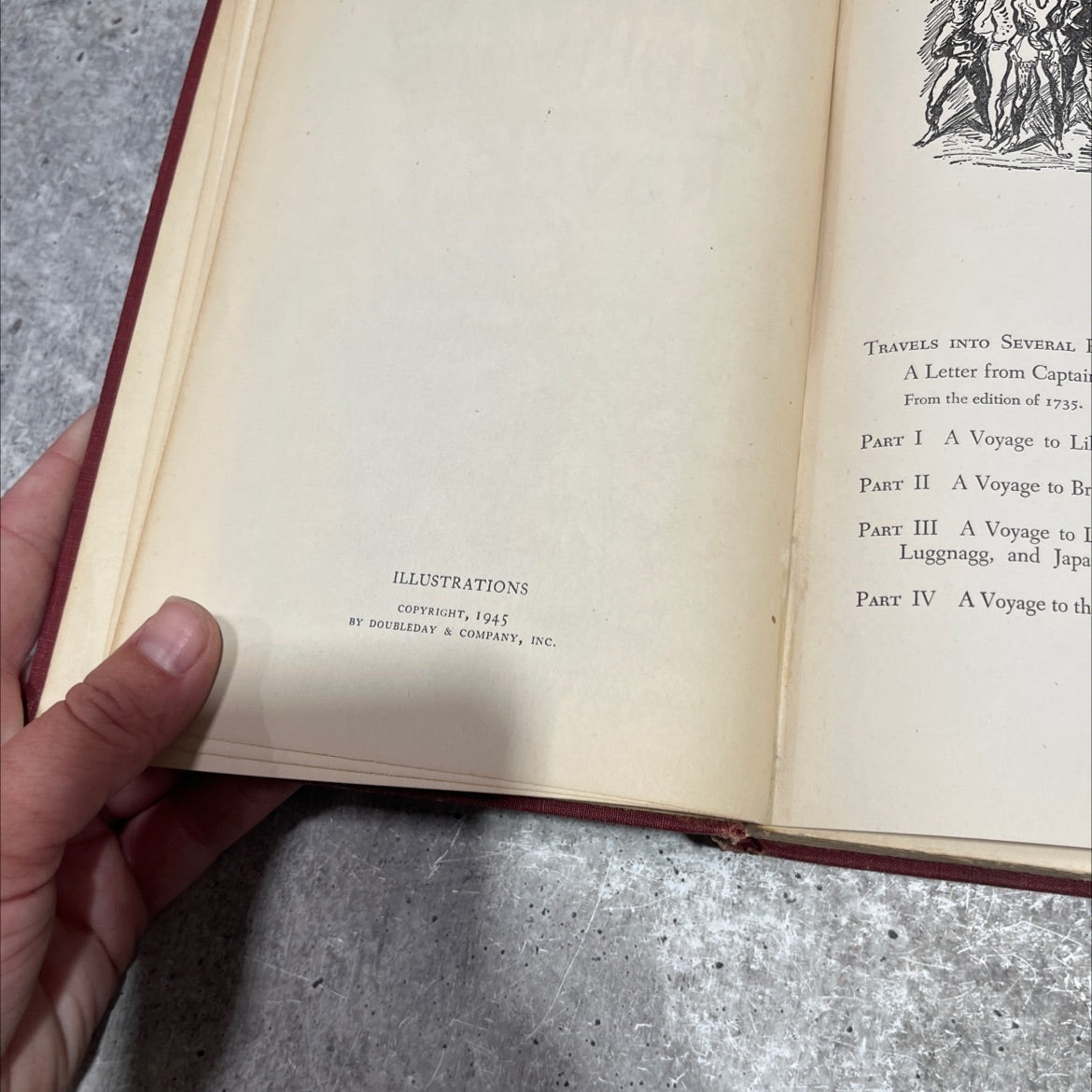 gulliver's travels book, by jonathan swift, 1945 Hardcover image 3