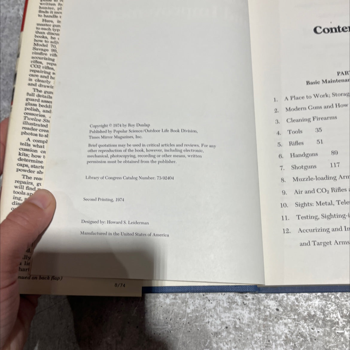 gun owner's book of care, repair and improvement book, by Roy Dunlap, 1974 Hardcover image 3