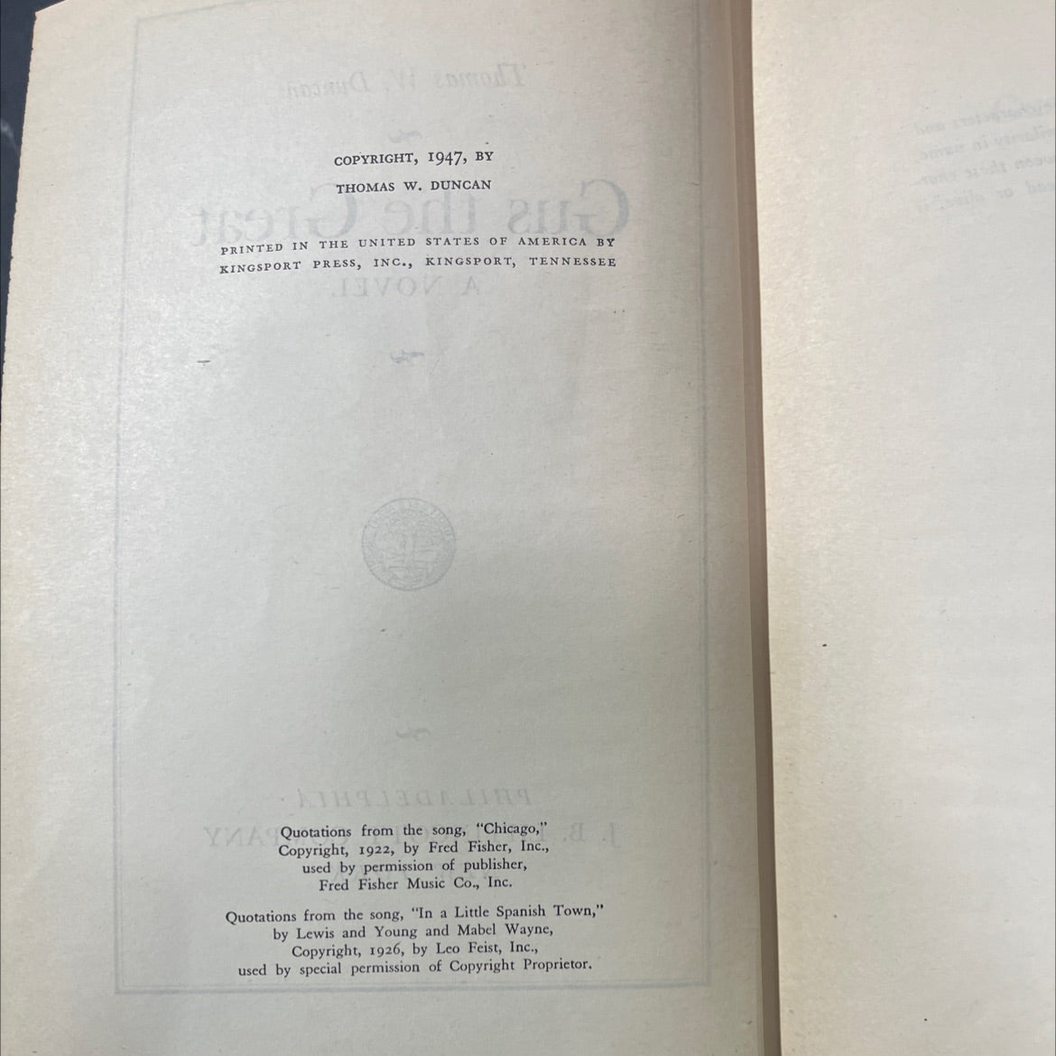 gus the great book, by thomas w. duncan, 1947 Hardcover image 3