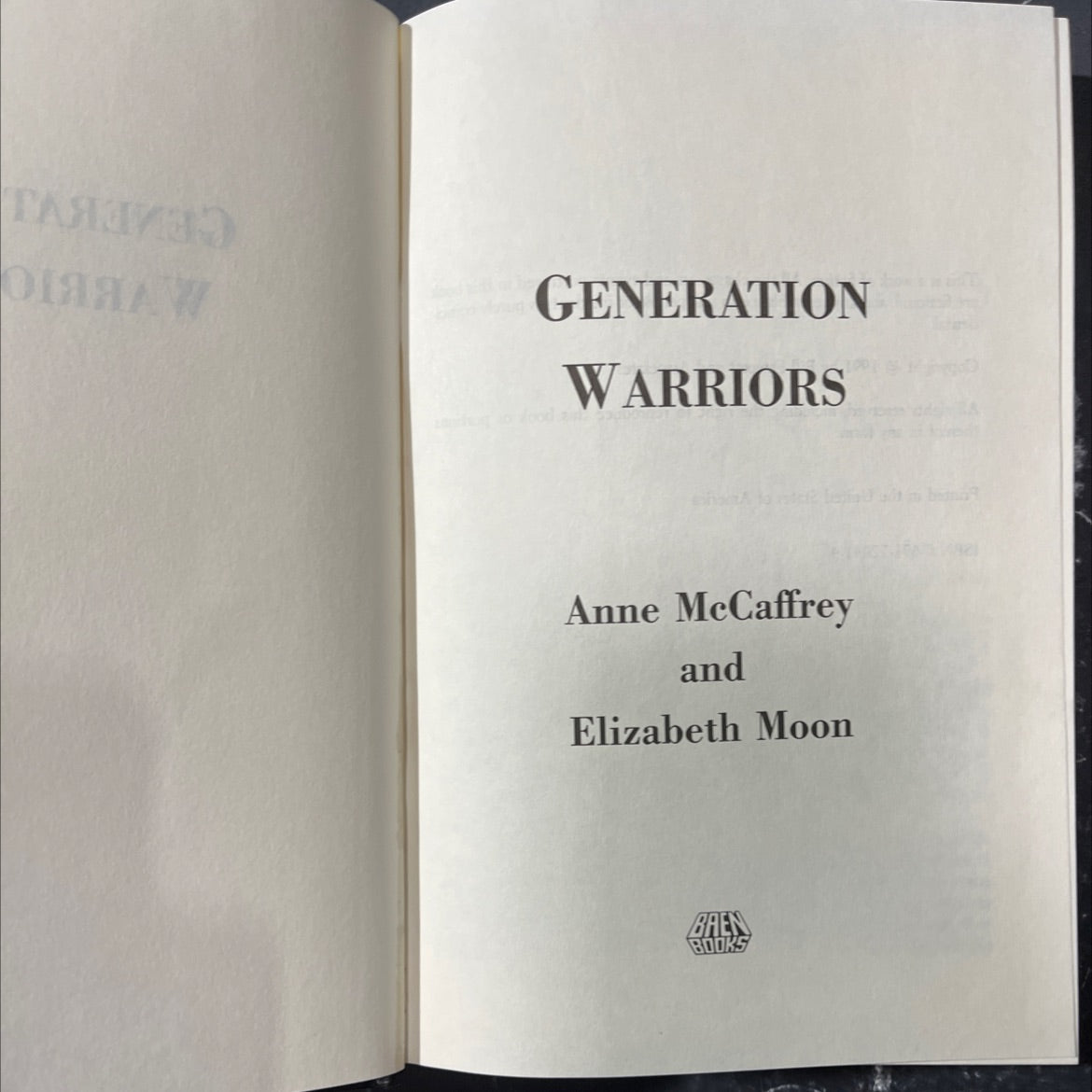 gya generation food aid warriors book, by anne mccaffrey and elizabeth moon, 1991 Hardcover image 2
