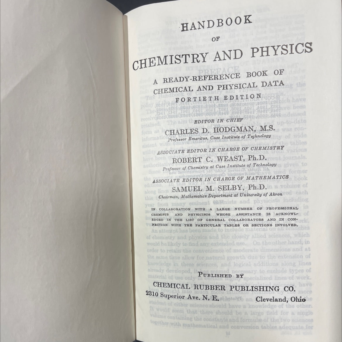 handbook of chemistry and physics book, by charles d. hodgman, m.s., 1959 Hardcover image 2