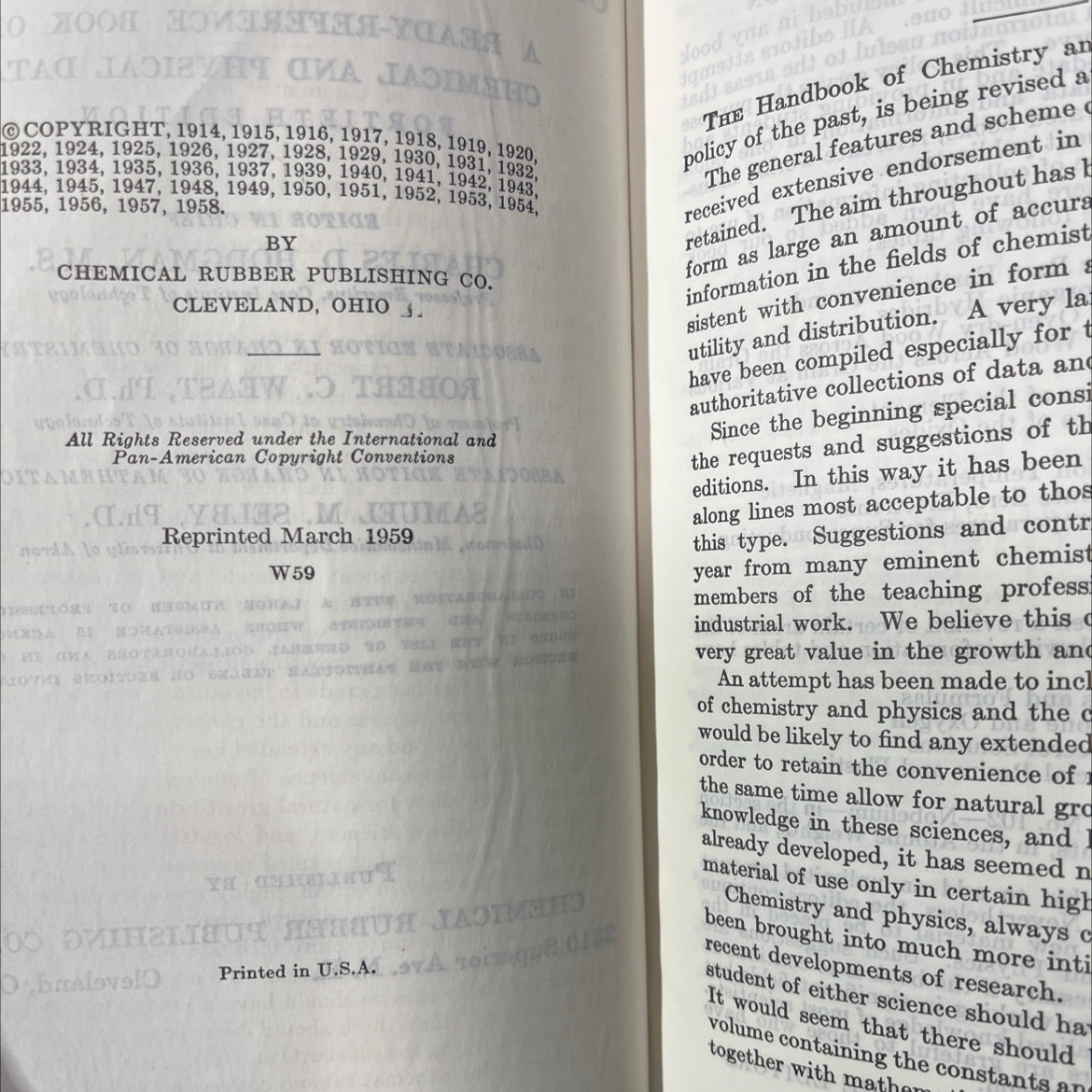 handbook of chemistry and physics book, by charles d. hodgman, m.s., 1959 Hardcover image 3