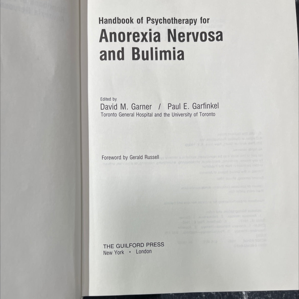 handbook of psychotherapy for anorexia nervosa and bulimia book, by David M. Garner, Paul E. Garfinkel, 1985 Hardcover image 2