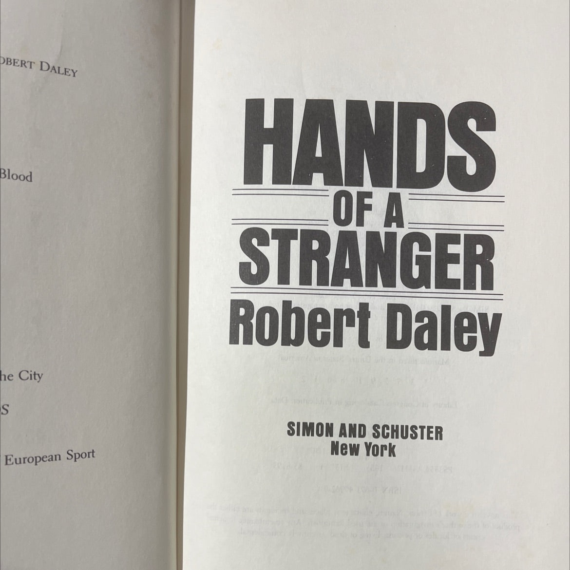 hands of a stranger book, by robert daley, 1985 Hardcover image 2