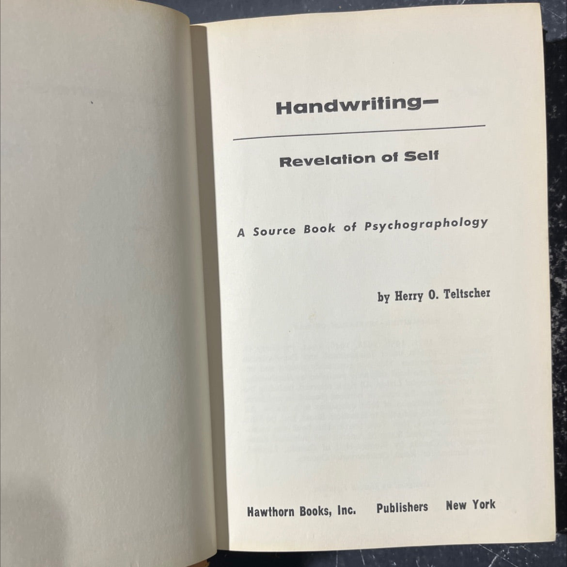 handwriting-revelation of self book, by Herry O. Teltscher, 1971 Hardcover image 2