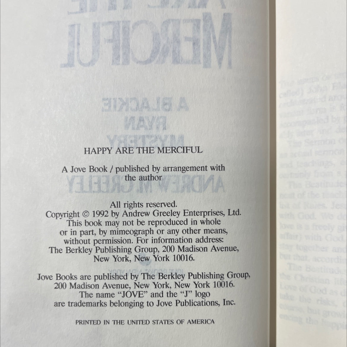 happy are the merciful book, by Andrew M. Greeley, 1992 Hardcover image 3