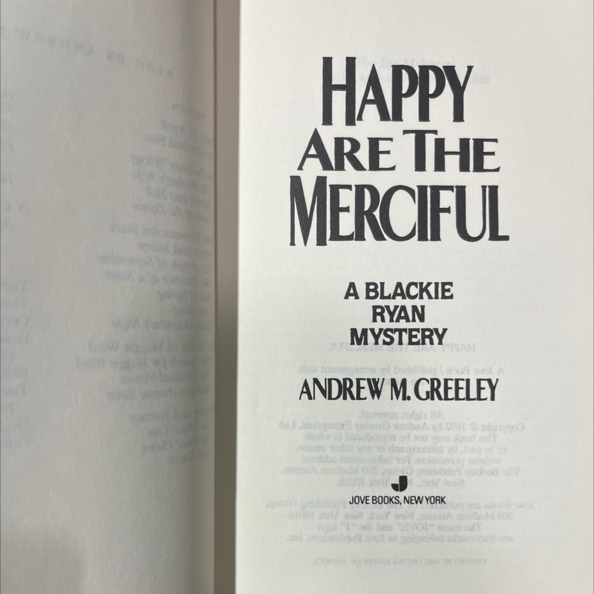 happy are the merciful book, by Andrew M. Greeley, 1992 Hardcover image 2