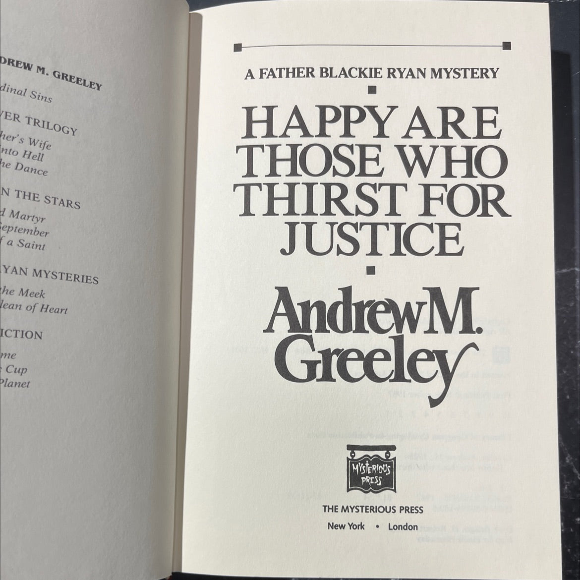 happy are those who thirst for justice book, by Andrew M. Greeley, 1987 Hardcover image 2