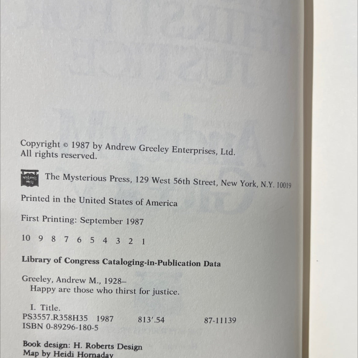 happy are those who thirst for justice book, by Andrew M. Greeley, 1987 Hardcover image 3