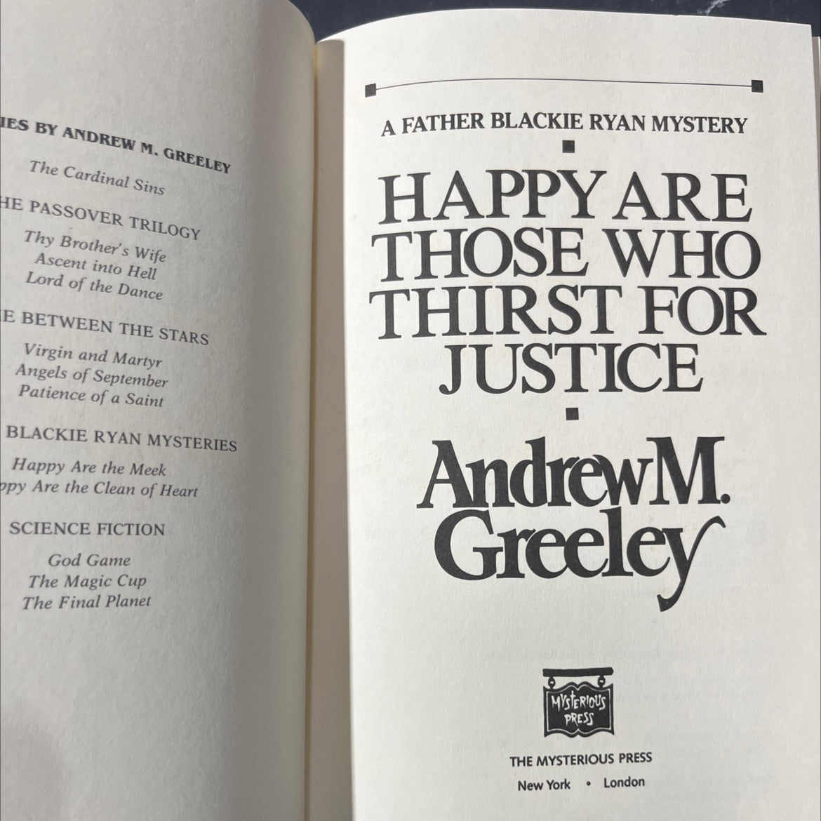 happy are those who thirst for justice book, by Andrew M. Greeley, 1987 Hardcover image 2