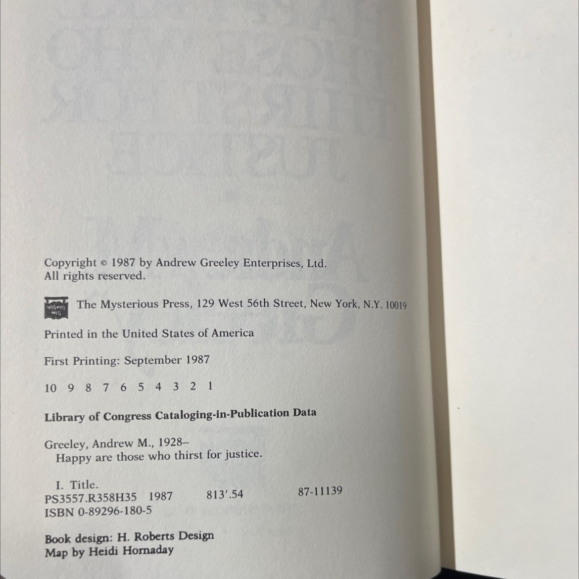 happy are those who thirst for justice book, by Andrew M. Greeley, 1987 Hardcover image 3