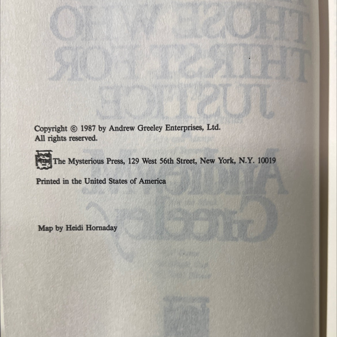 happy are those who thirst for justice book, by andrew m. greeley, 1987 Hardcover image 3