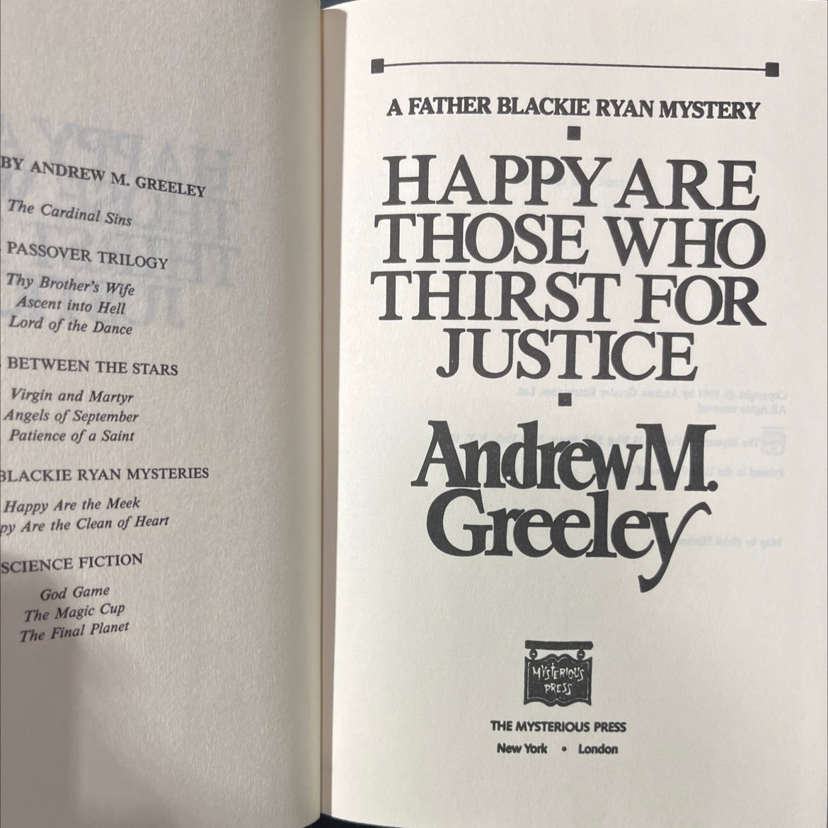 happy are those who thirst for justice book, by andrew m. greeley, 1987 Hardcover image 2