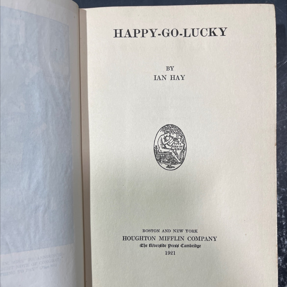 happy-go-lucky book, by ian hay, 1921 Hardcover image 2
