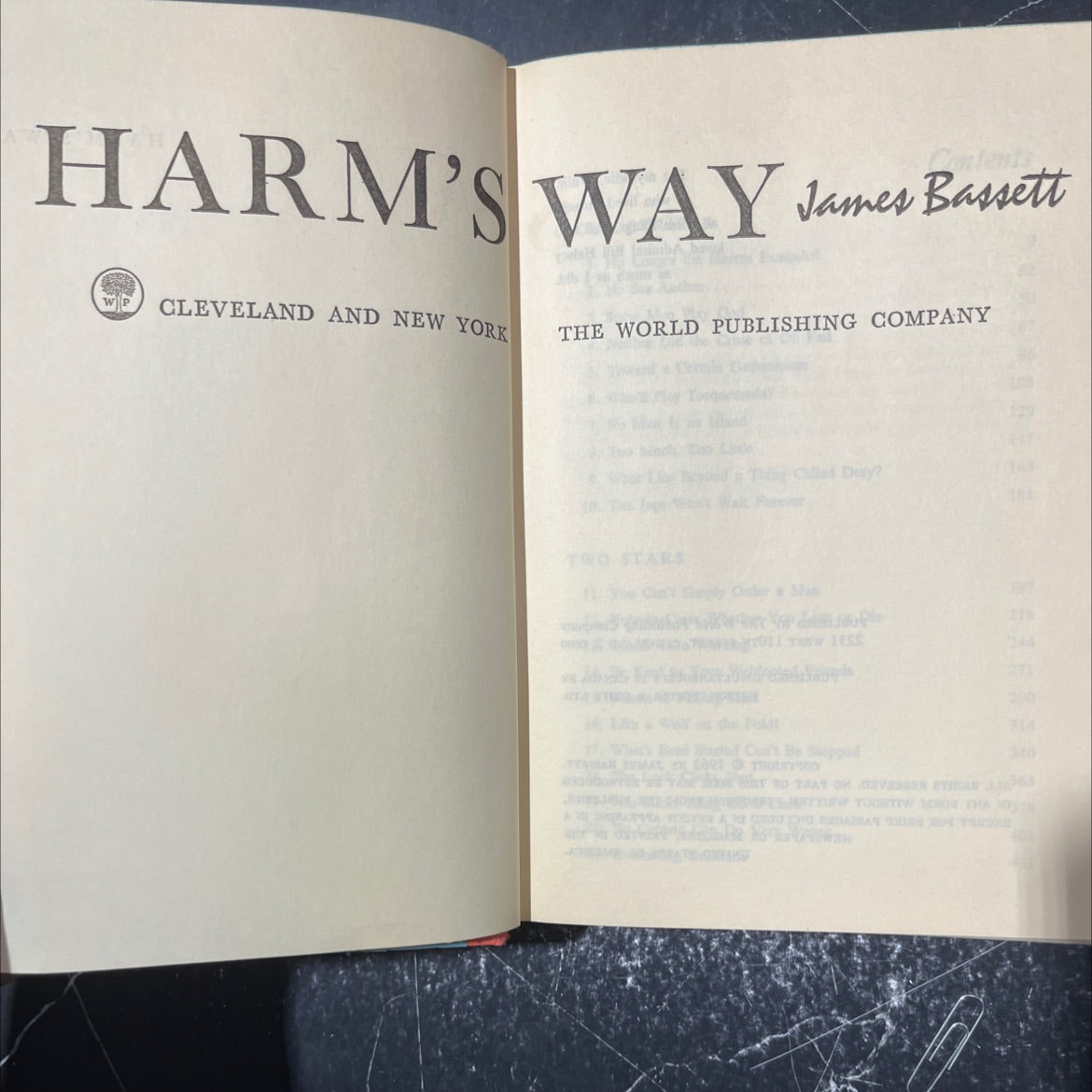 harm's way book, by james bassett, 1962 Hardcover image 2
