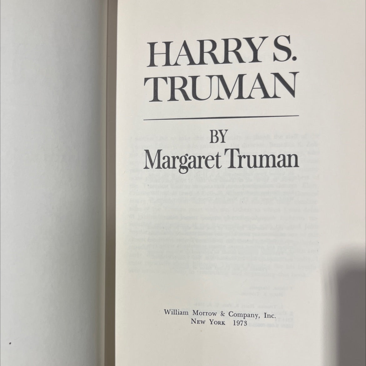 harry s. truman book, by Margaret Truman, 1973 Hardcover image 2