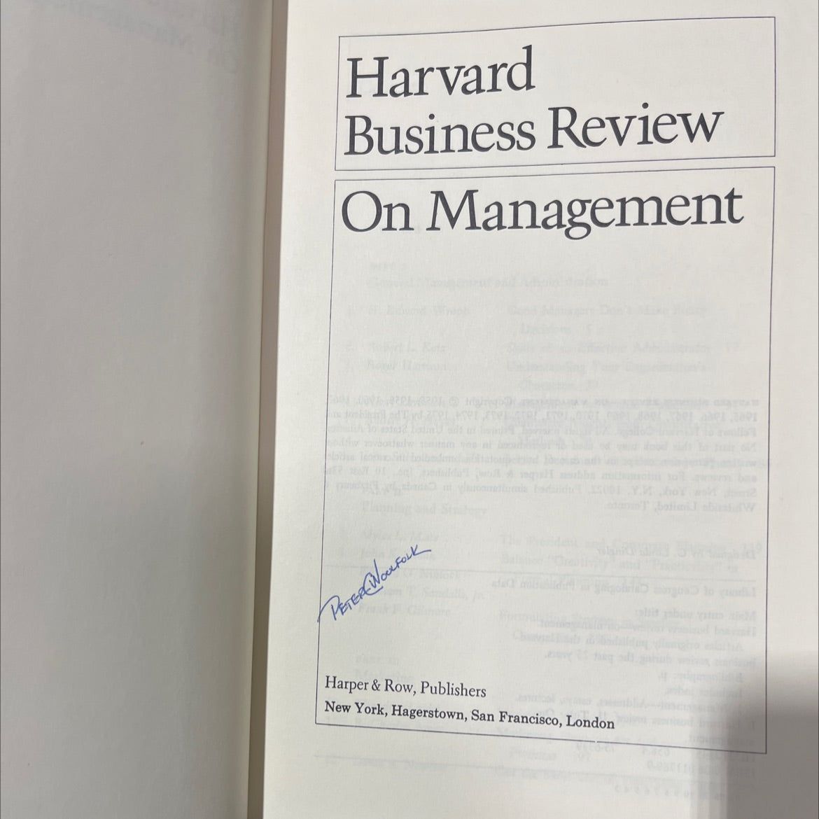 harvard business review on management book, by peter woulfolk, 1975 Hardcover image 2
