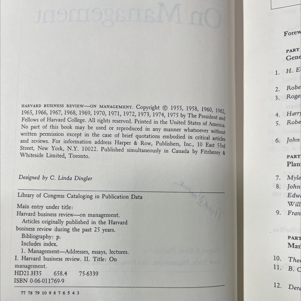 harvard business review on management book, by peter woulfolk, 1975 Hardcover image 3