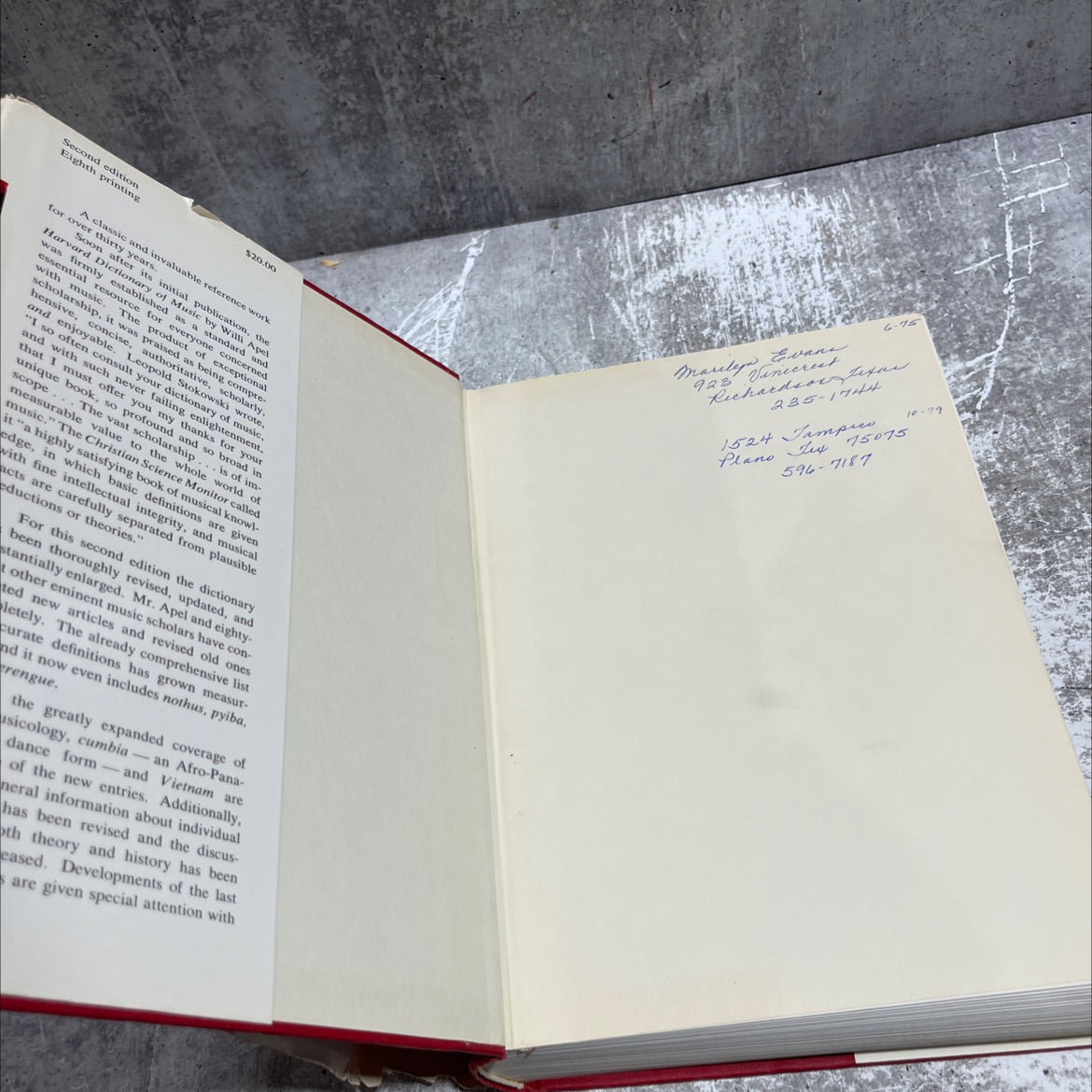 harvard dictionary of music second edition revised and enlarged book, by willi apel, 1970 Hardcover image 4