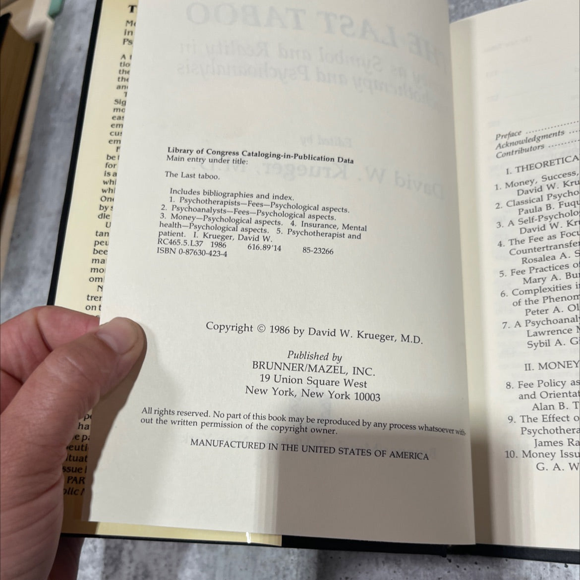 hat tea the last taboo money as symbol and reality in psychotherapy and psychoanalysis book, by David W. Krueger, M.D., image 3