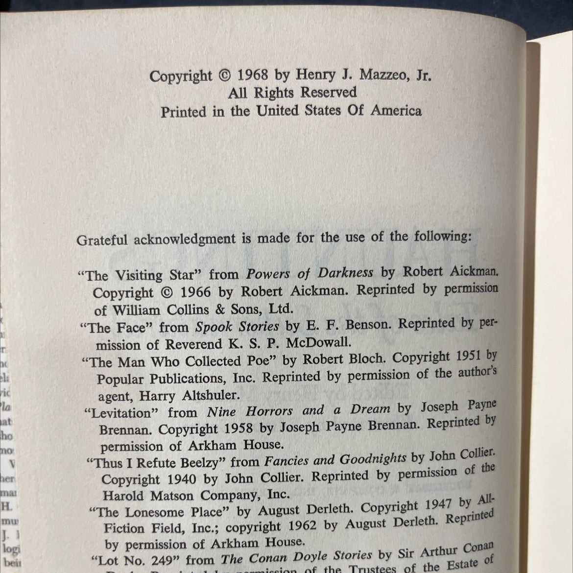 hauntings tales of the supernatural book, by Henry Mazzeo, 1968 Hardcover image 3