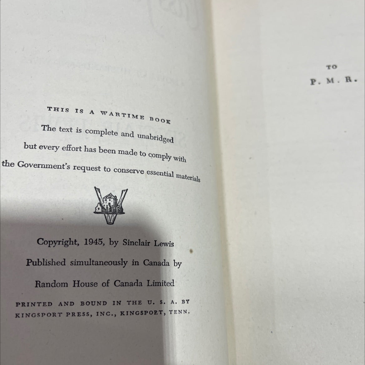 hawk cass timberlane book, by sinclair lewis, 1945 Hardcover image 3