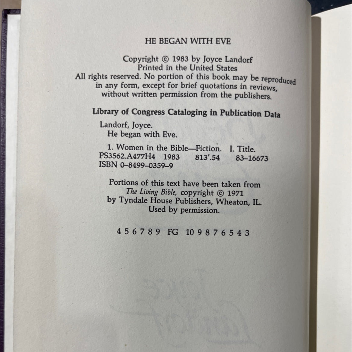 he began with eve book, by Joyce Landorf, 1983 Hardcover image 3