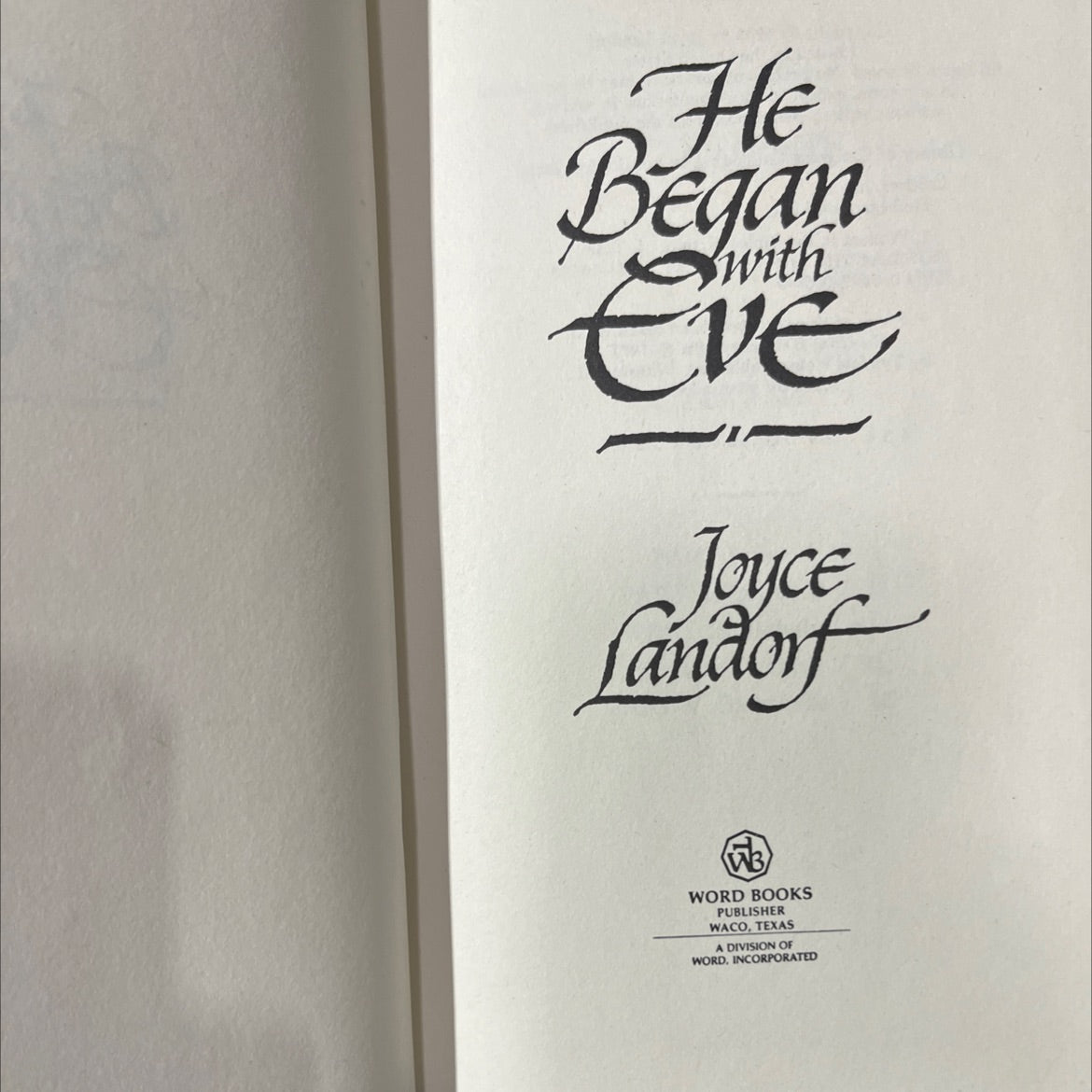 he began with eve book, by Joyce Landorf, 1983 Hardcover image 2