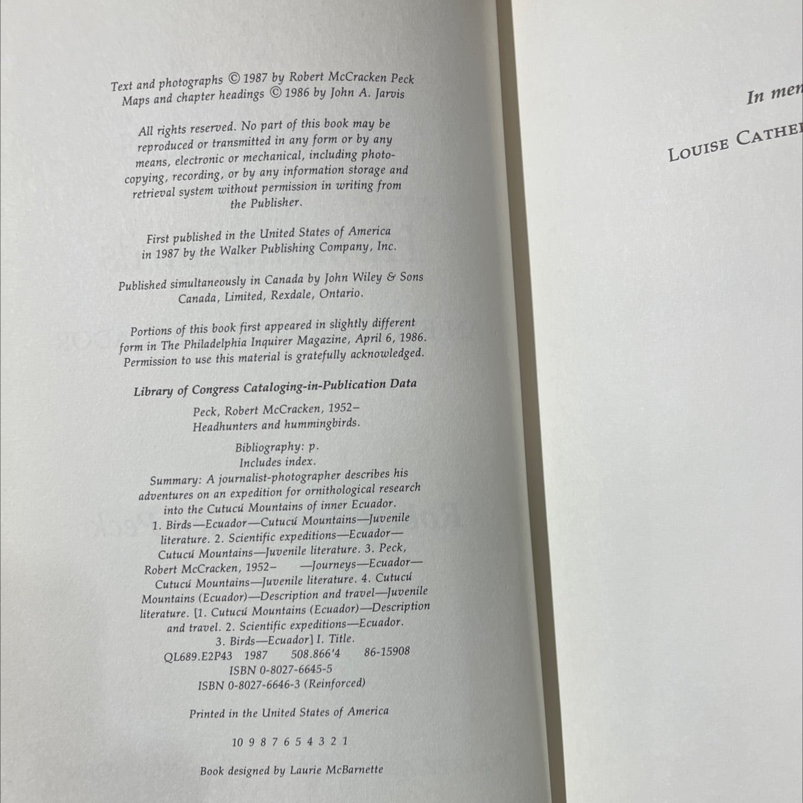 headhunters and hummingbirds: an expedition into ecuador book, by Robert McCracken Peck, 1987 Hardcover image 3