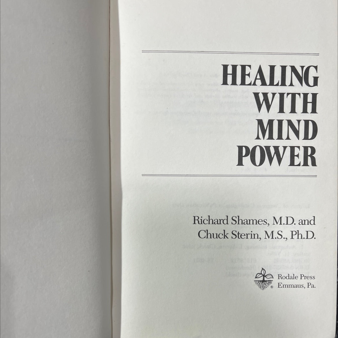 healing with mind power book, by Richard Shames, M.D. and Chuck Sterin, M.S., Ph.D., 1978 Hardcover image 2