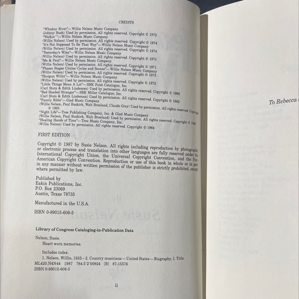 heart worn memories book, by susie nelson, 1987 Hardcover image 3