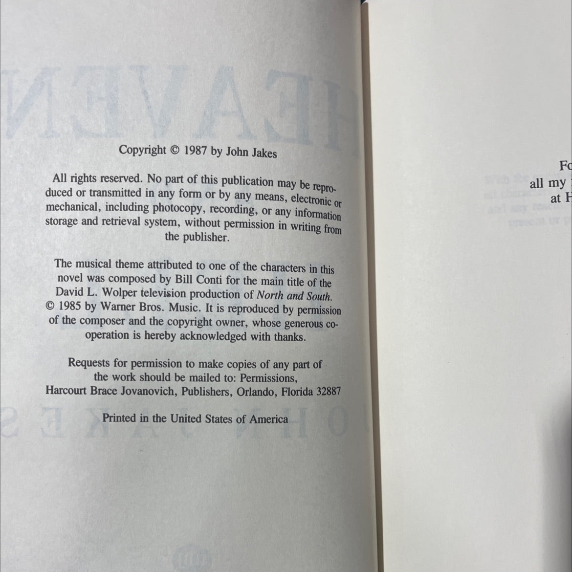 heaven and hell book, by John Jakes, 1987 Hardcover image 3