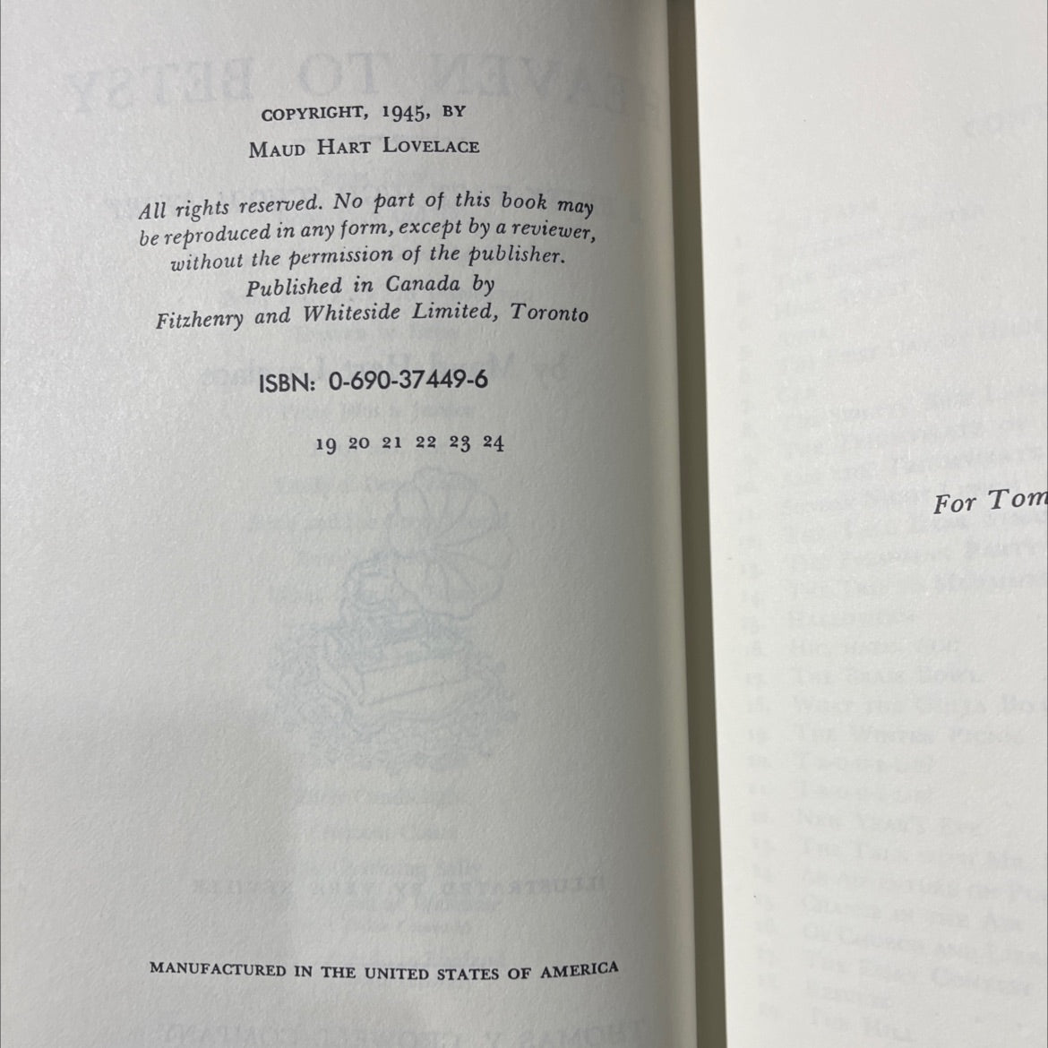 heaven to betsy book, by Maud Hart Lovelace, 1945 Hardcover image 3