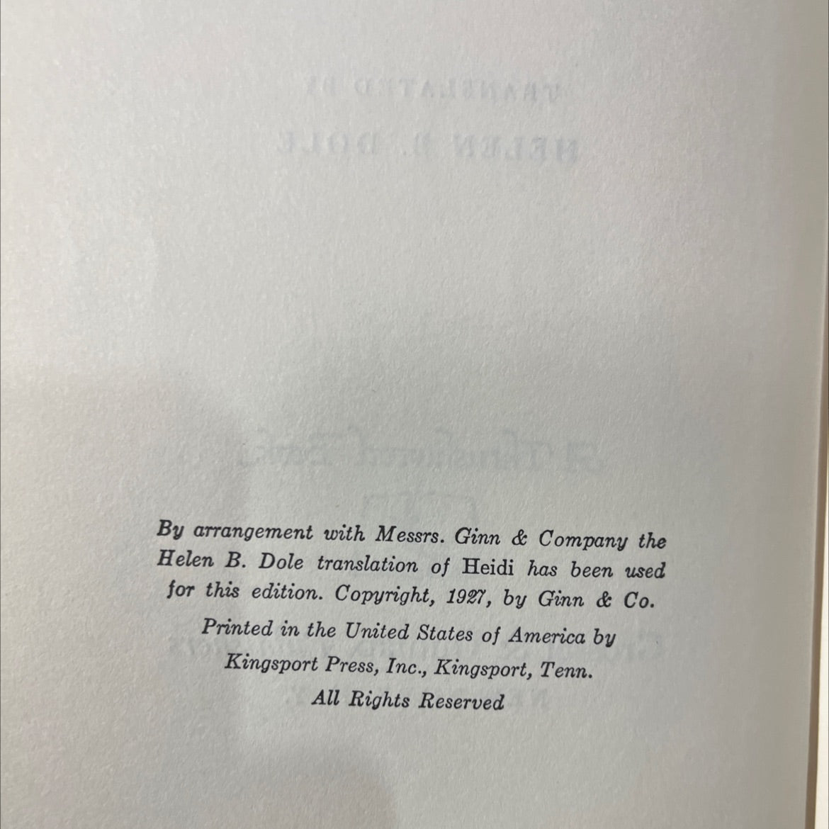 heidi book, by johanna spyri, 1927 Hardcover image 3