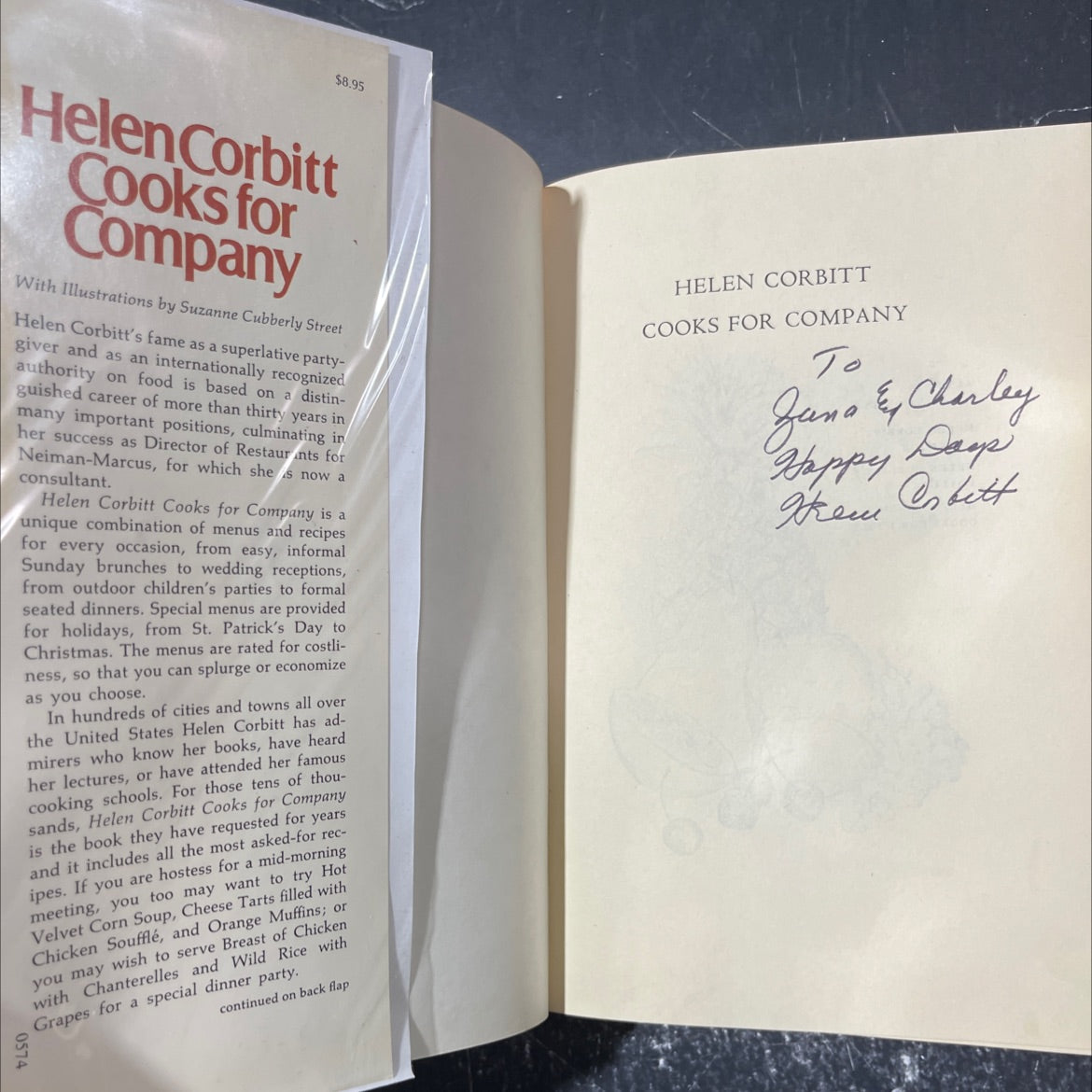 SIGNED helen corbitt cooks for company book, by Helen Corbitt, 1974 Hardcover, Vintage image 4