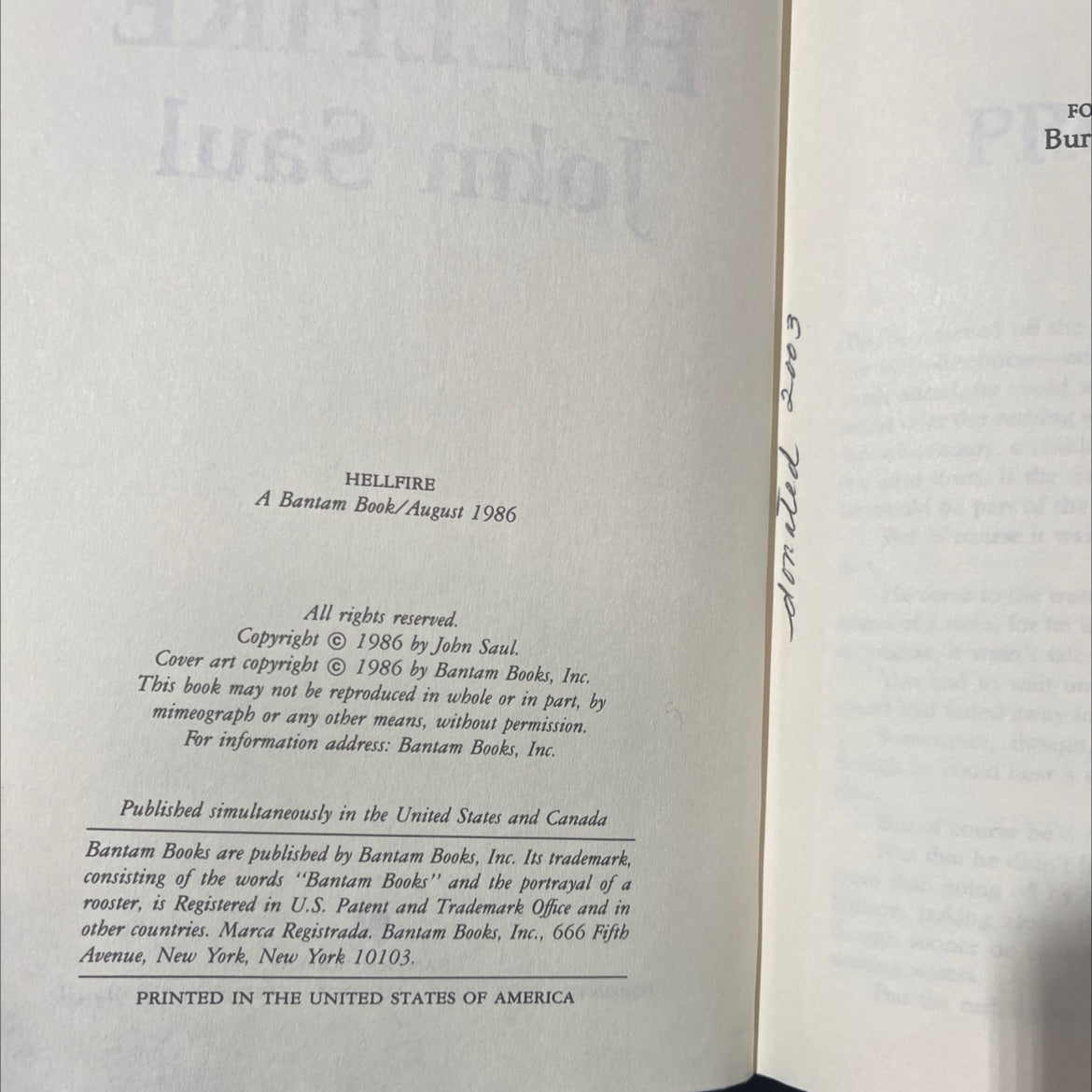 hellfire book, by John Saul, 1986 Hardcover image 3