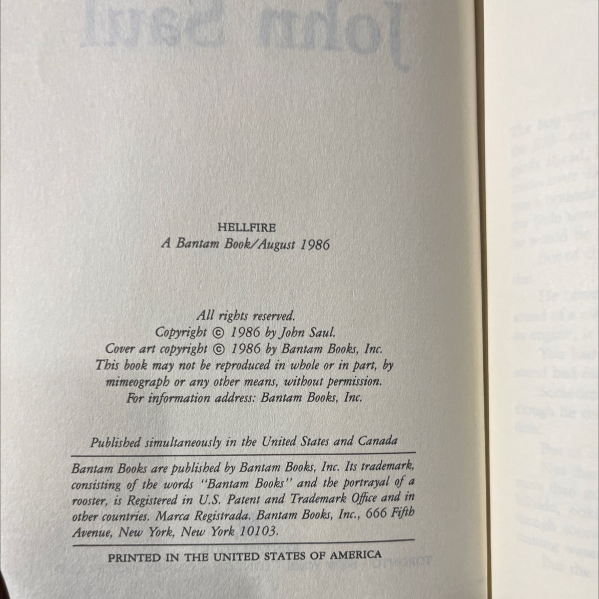 hellfire book, by John Saul, 1986 Hardcover image 3
