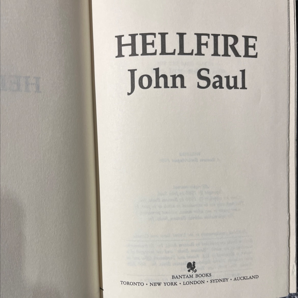 hellfire book, by John Saul, 1986 Hardcover image 2