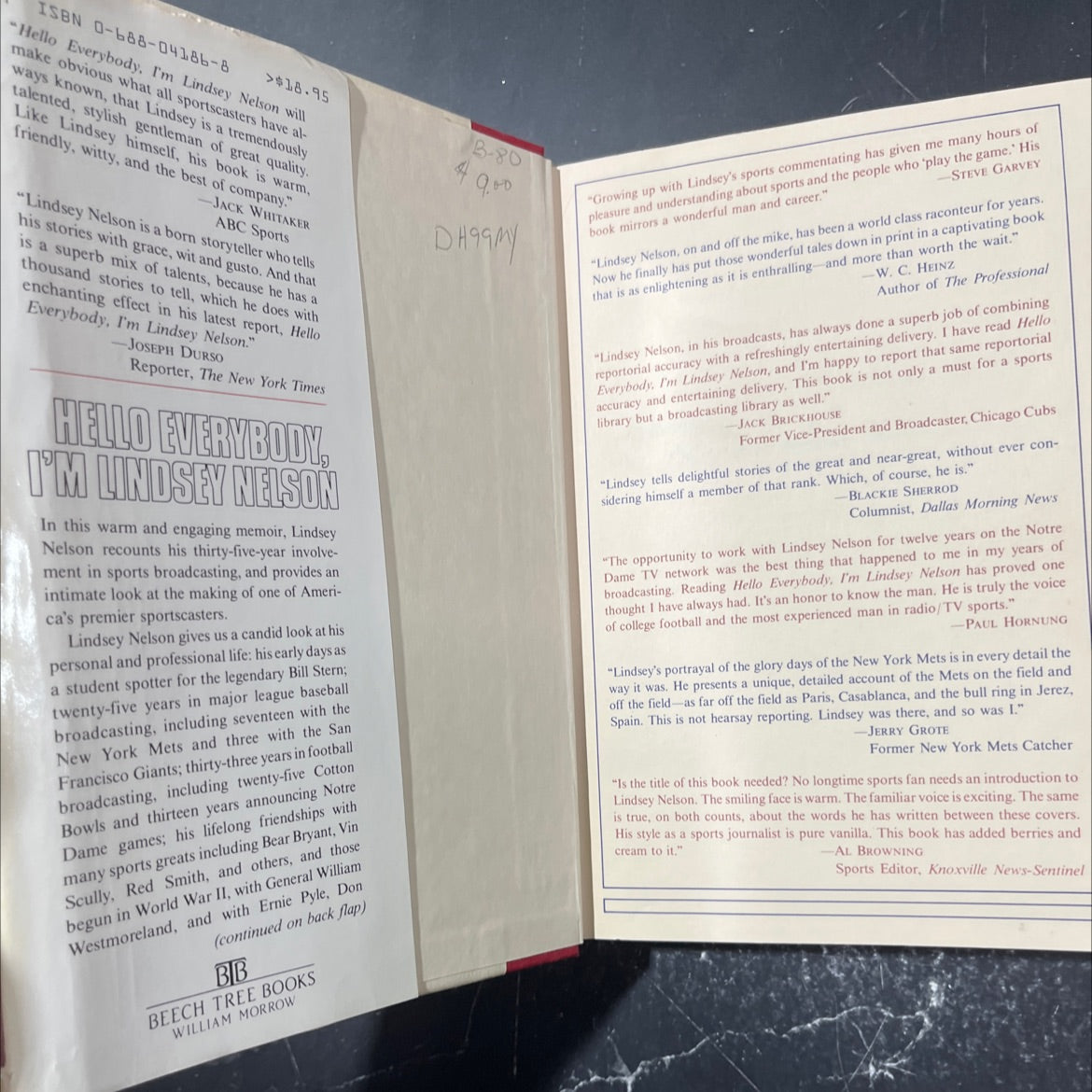 hello everybody, i'm lindsey nelson book, by Lindsey Nelson, 1985 Hardcover image 4